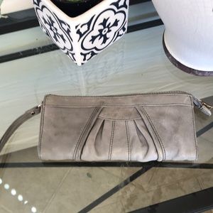Junior Drake grey wristlet, leather, immaculate lining